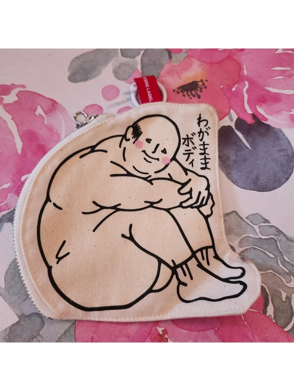 B-SIDE LABEL Japan Canvas Coin Purse Zip Pouch Funny Character Keychain
